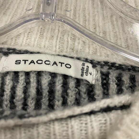 Staccato Womens Striped Pullover Sweater Long Sleeve Gray/Multi Large - Picture 8 of 9